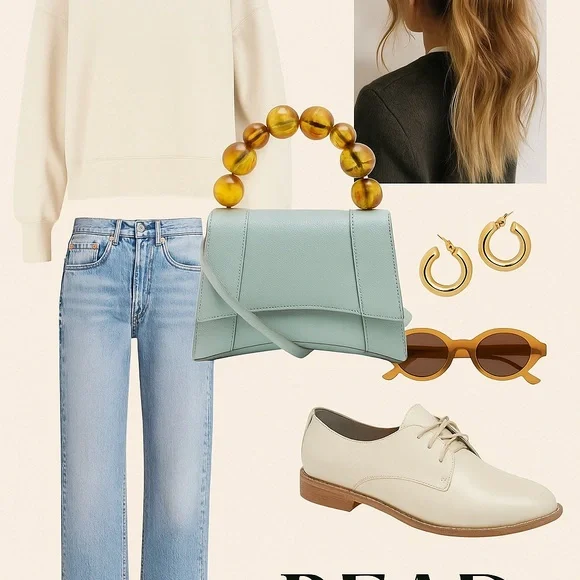 Elegant blue vegan leather (PU) Handbag with Amber Handle - Picture 7 of 7